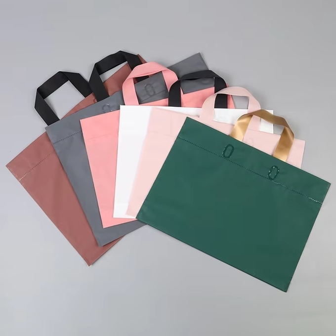 Custom Printed Poly Premium Handle Shopping Bags Packaging With Logo For Clothes