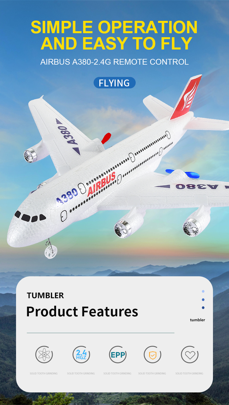 Features Auto Return 2.4 G Durable Styrofoam Airplane 70g Remote Control Model Toy Helicopter A380 Rc Aircraft Plane 110m Box