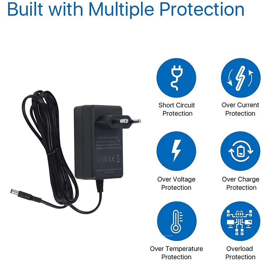 3.5X1.35Mm Male Jack 12V 3A 36W Switching Ac Dc Power Adapter Supply Charger For Cctv