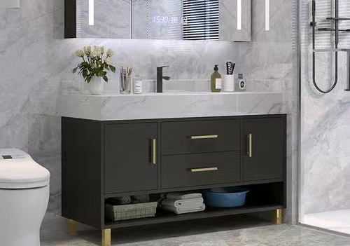 Customized Color Mediterranean Style Modular Slate Countertop Bathroom Vanity Cabinets