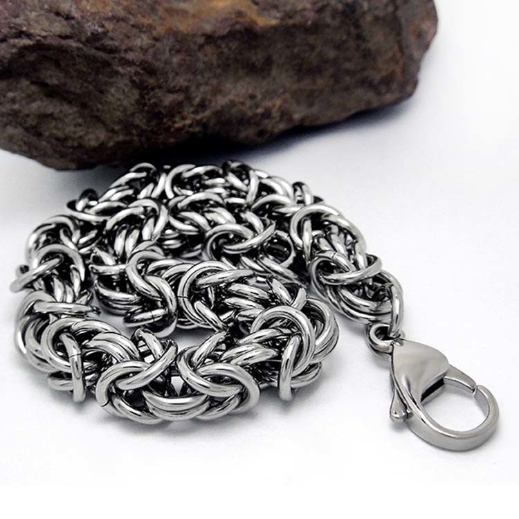 Men's and Women's Titanium Stainless Steel 8mm Byzantine Chain Bracelet (JCE367)