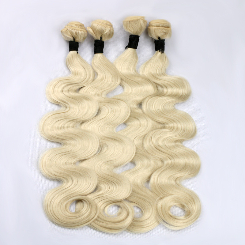 Brazilian virgin human hair White blonde 60 human hair extensions weave weft
