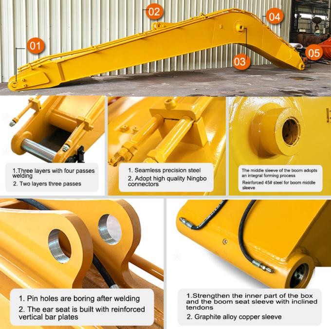 Q355B 20 Ton 55 Ton Excavator Long Reach Boom With Bucket And Cylinder Bucket