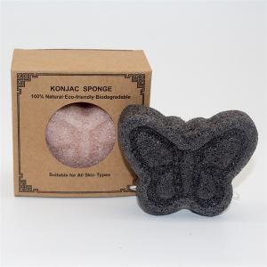 Quality Large Butterfly Shape Bamboo Charcoal Konjac Sponge OEM Logo wholesale