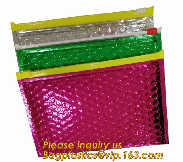 Cosmetic Pink Slider Padded Bag/Silver k Bag With Bubble,Padded Envelopes Cheap Aluminium Foil k Holographic