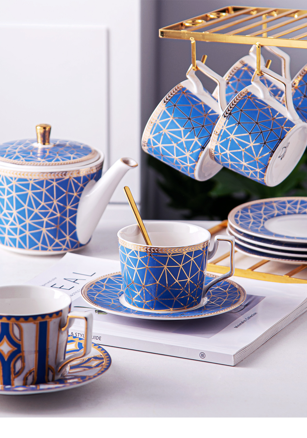 Reusable Floral Decal Design Porcelain Cup And Saucer Set Ceramic Turkish Coffee Tea Cup