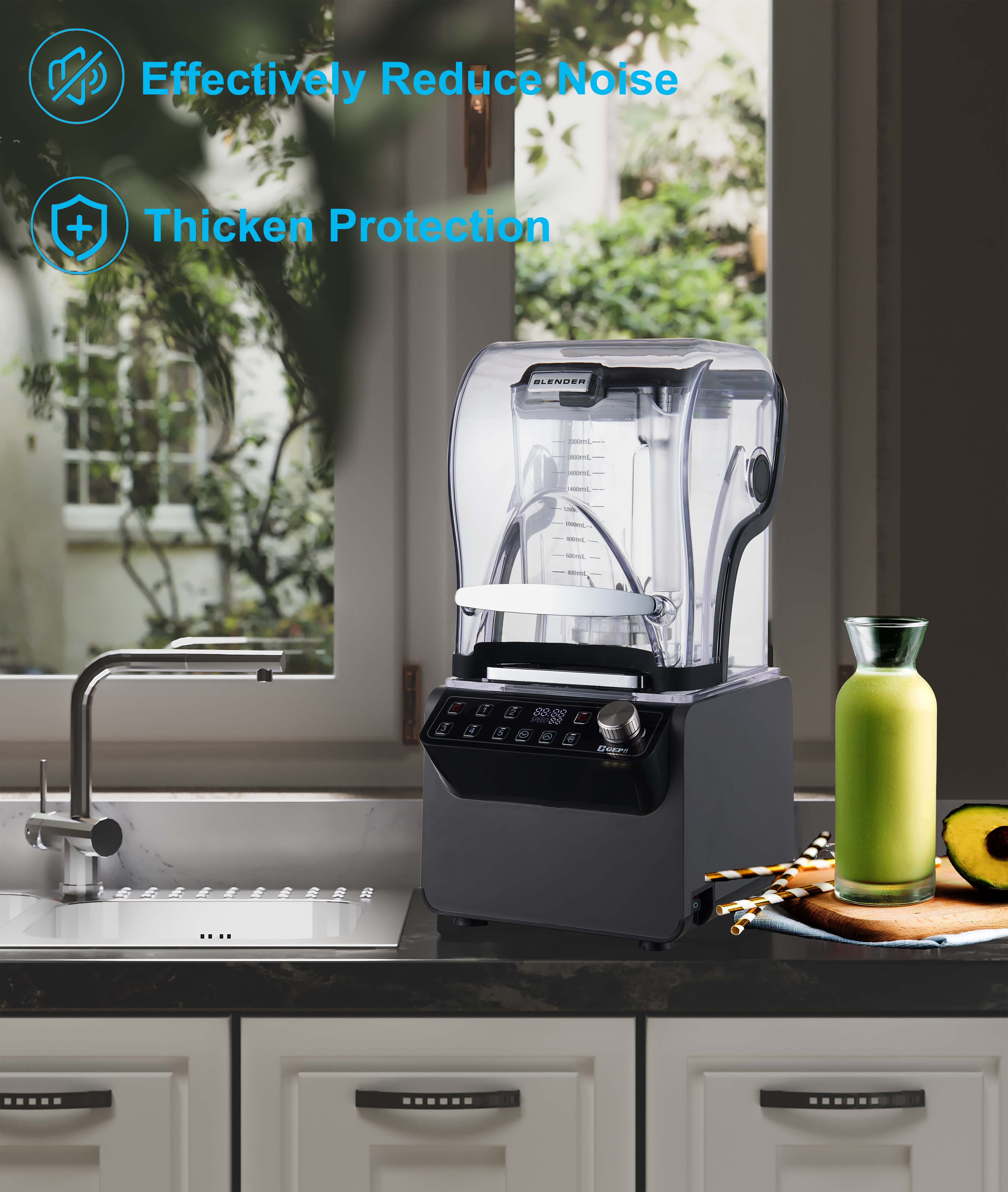 220V Main Function Soymilk 1800W Power Commercial Blender for Smoothies and Juicing
