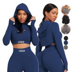 230gsm Athletic Women Workout Hoodies Long Sleeve Crop Top Hoodies