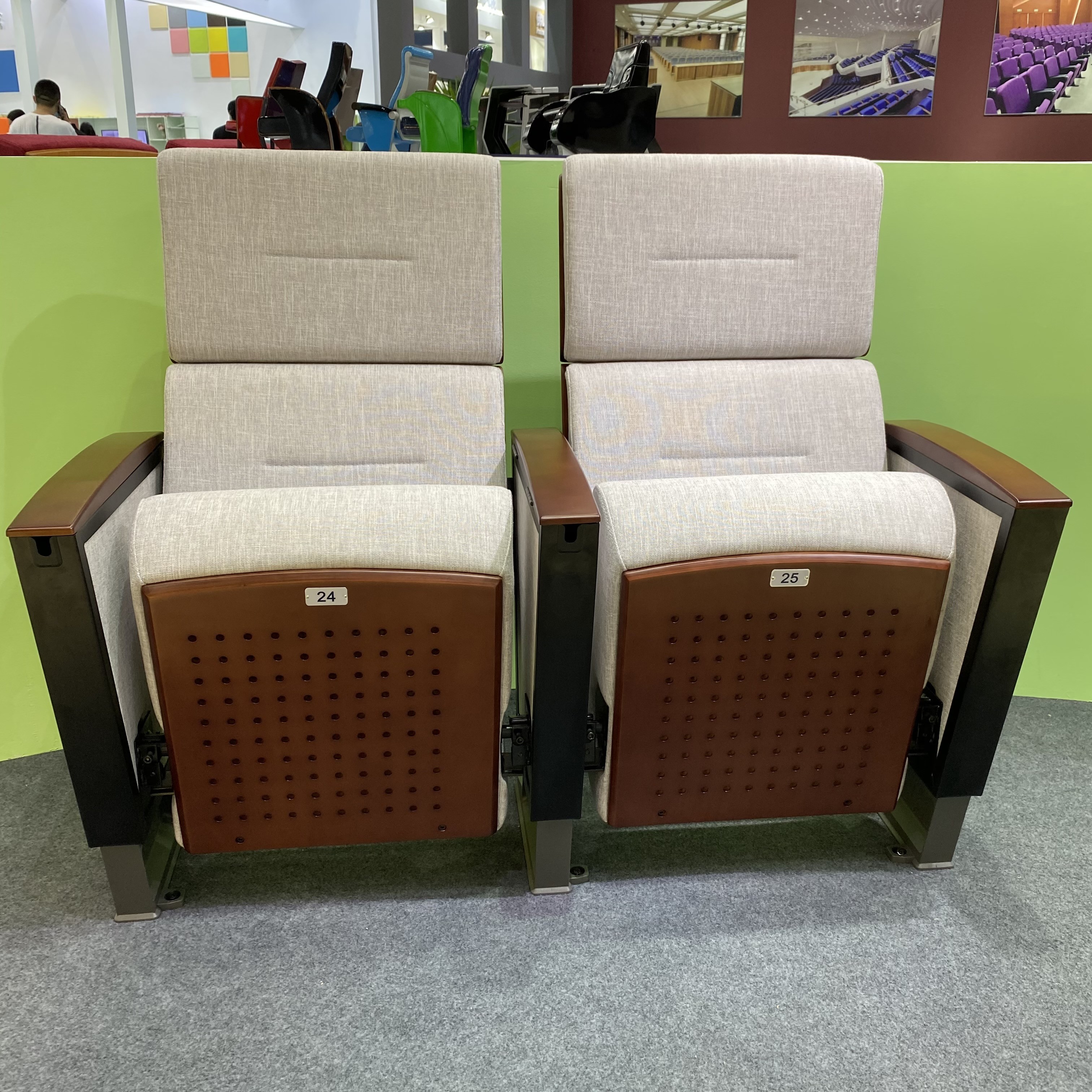 Customized Wooden Armrest Tip Up Auditorium Theater Seating