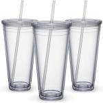 Transparent 32 Oz Insulated Double Wall Tumblers PS Material
