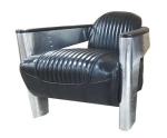 Vintage Retro Aviator Black Leather Armchair Aviation Club Chair