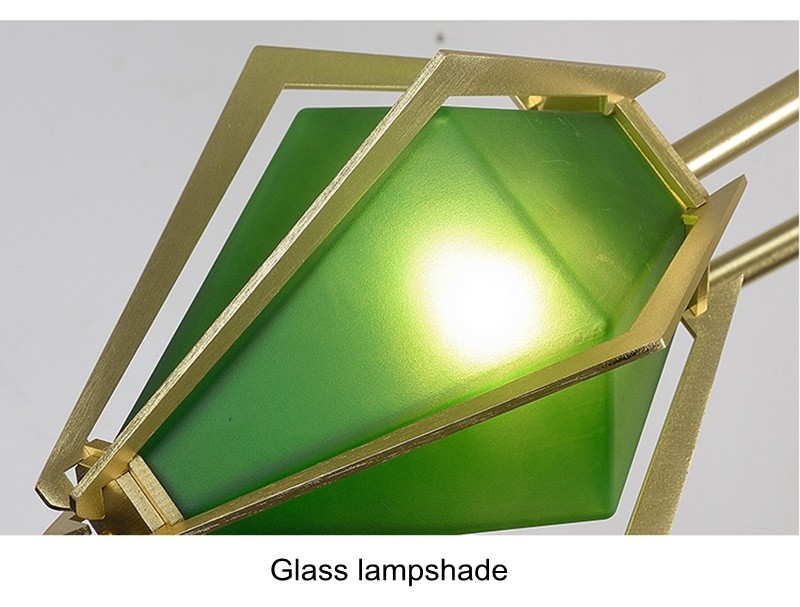 Diamond Chandelier Emerald Green And Milky White Glass Shade Harlow Chandelier(WH-MI-370)