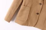 Brown 57% Cotton 43% Linen Women Casual Blazer