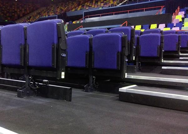 Cinema Upholstered Indoor Bleacher Systems , Audience Systems Seating Fixed To