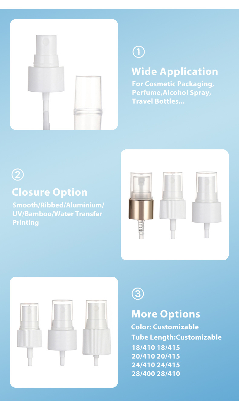 20mm Mist Sprayer with Gold UV Plastic Fine Mist Sprayer