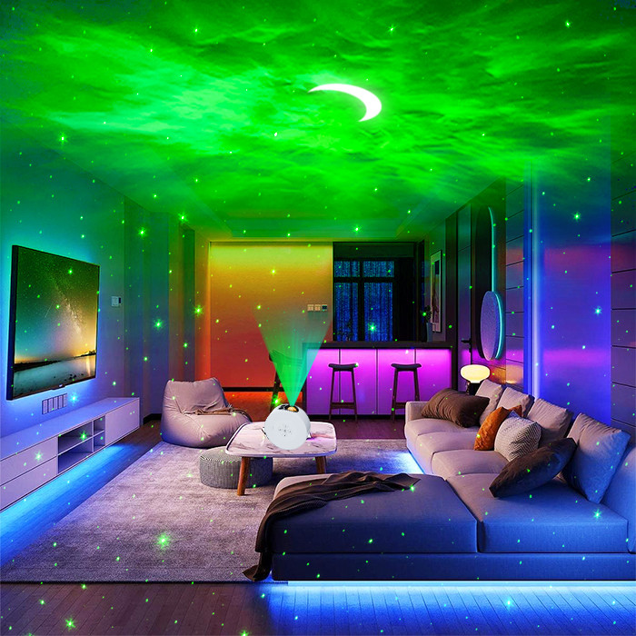 Practical 5V Sky Moonlight Projector , ABS Rotating Moon Star Projection Lamp