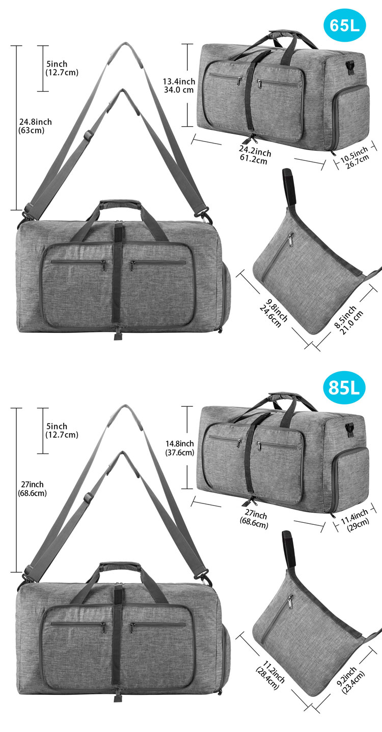 Custom Logo Waterproof Duffel Bags Weekender Overnight Bag With Shoes Compartment