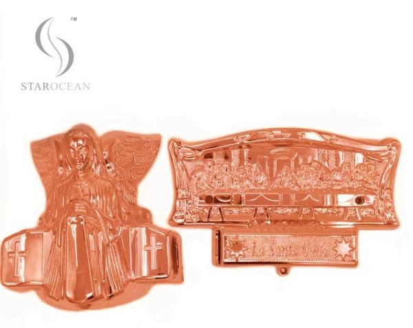 Custom Bronze Electroplated Plastic Material Coffin Parts Funeral Ornamentation