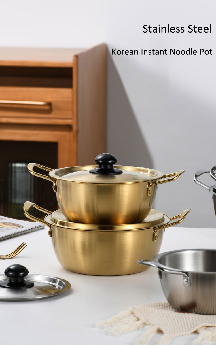 Kitchen Gold Instant Noodle Pot Home Use Stainless Steel Material