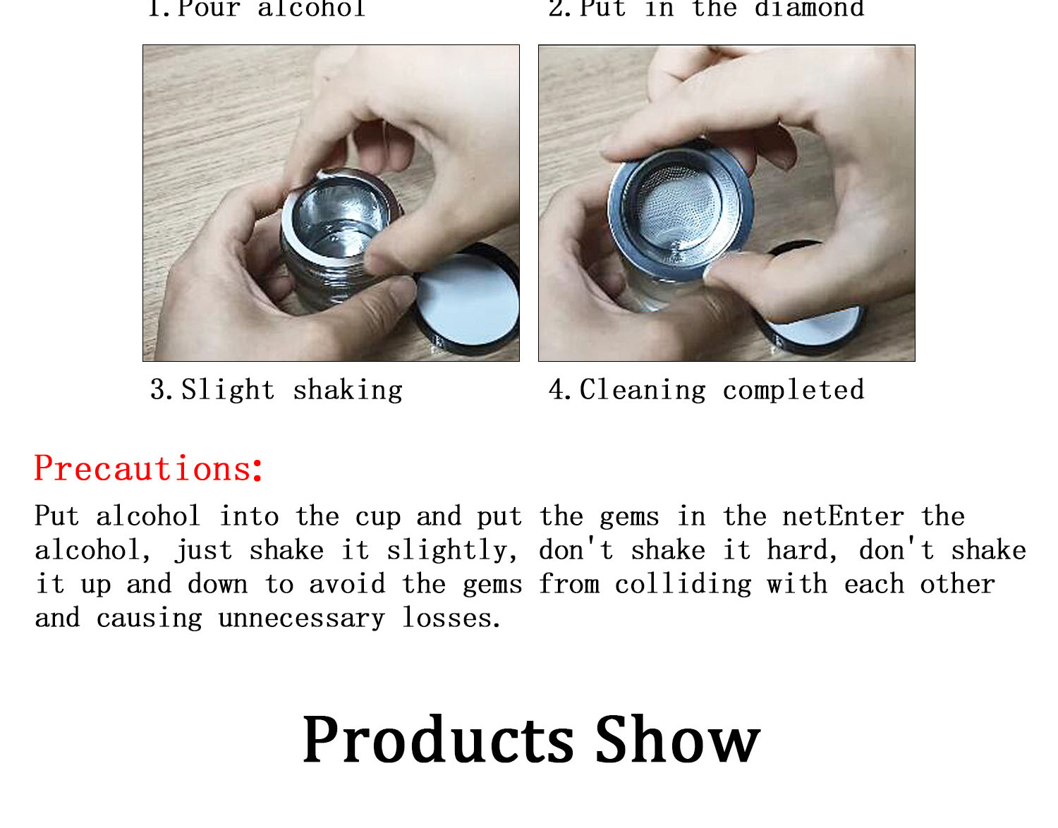 Diamond Stone Jewelry Cleaning Machines Manual Stainless Steel