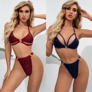 Quality swimming suit bikini two Piece Swimsuit Backless Printed High Waist Triangle Women'S Swimsuit UPF 50++ polyamide fabric wholesale