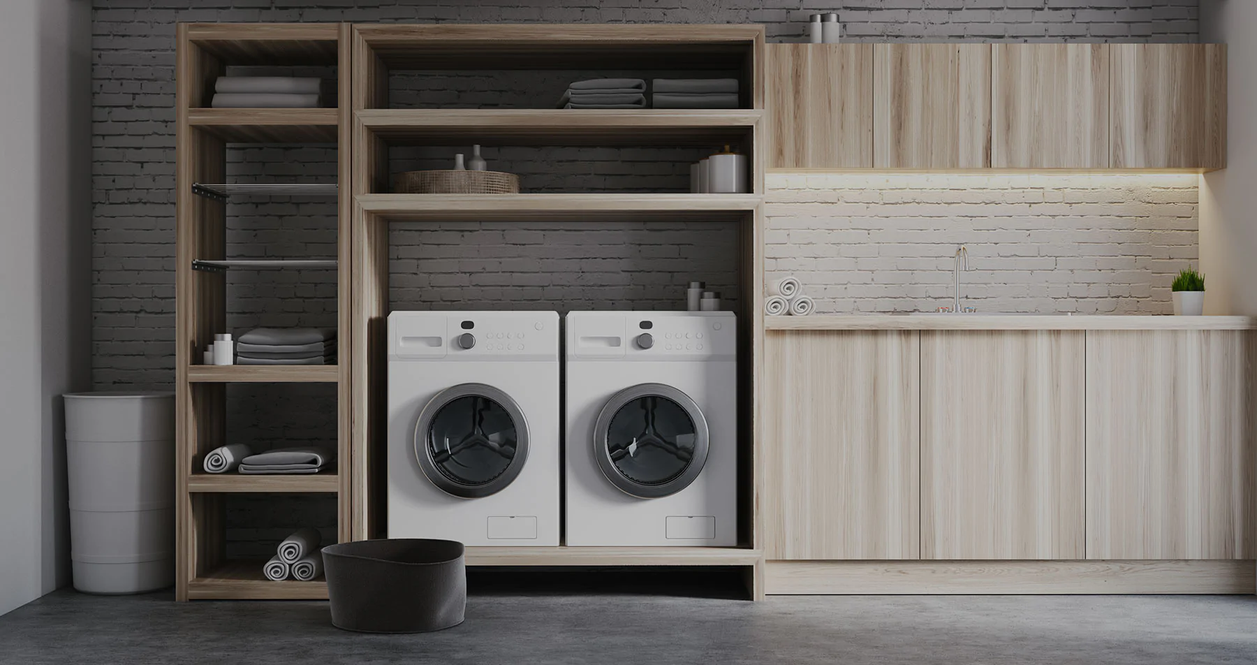 Lacquer Surface Treatment Waterproof Custom Laundry Room Sink Cabinet for Washing Machine