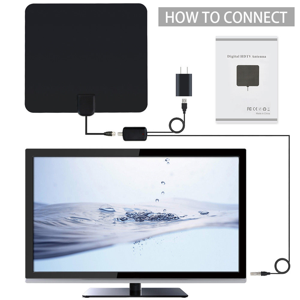 HDTV Digital Antenna Indoor Amplified Antenna 60-80 Miles Range Flat TV antenna
