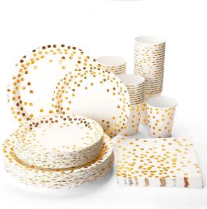 Quality Gold Dot Disposable Dinnerware Sets wholesale