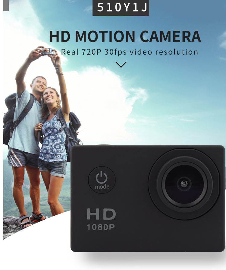 90 Degree 30fps Sports Cam HD 720p Waterproof 30m 200mah Action