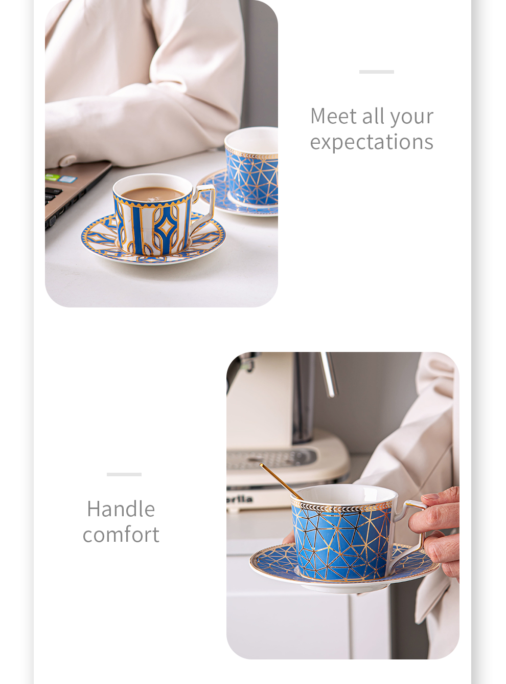 Reusable Floral Decal Design Porcelain Cup And Saucer Set Ceramic Turkish Coffee Tea Cup