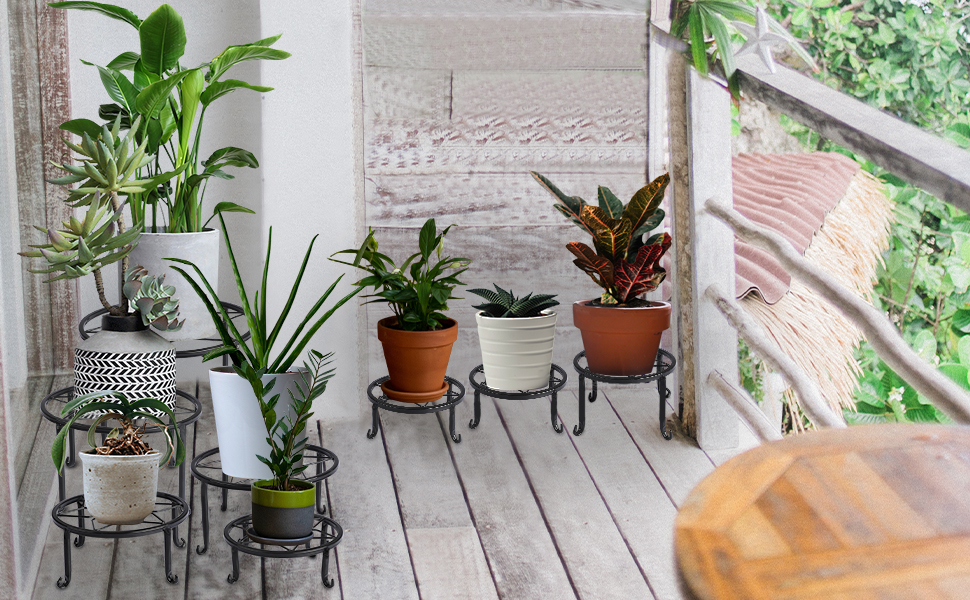 Modern Design Black Iron Plant Stand for Indoor Outdoor Plants 5mm Thickness Rustproof