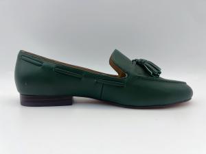 Quality Fashion Womens Flat Leather Shoes Dark Green Non Slip Loafers wholesale