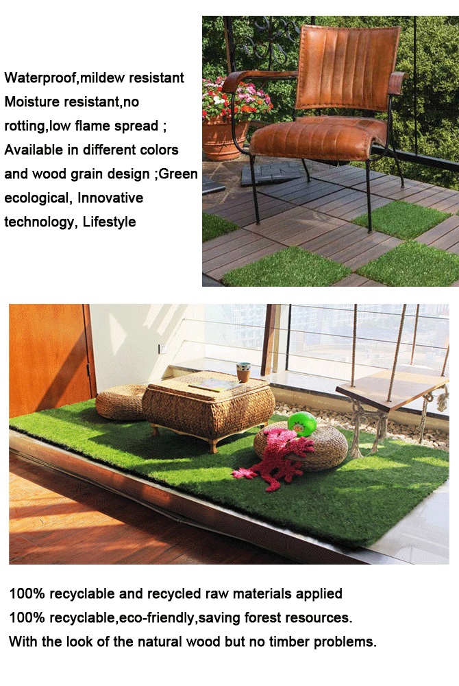 300x300x22/25mm Size Interlocking Decking Tiles with Wood-Plastic Composite Flooring