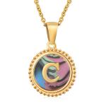 Unique Jewelry 16MM 18K Gold Plated Stainless Steel 3D Shell Letter Necklace