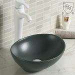 Creative White Ivory Color vessel oval Bathroom porcelain Sink Minimal wash
