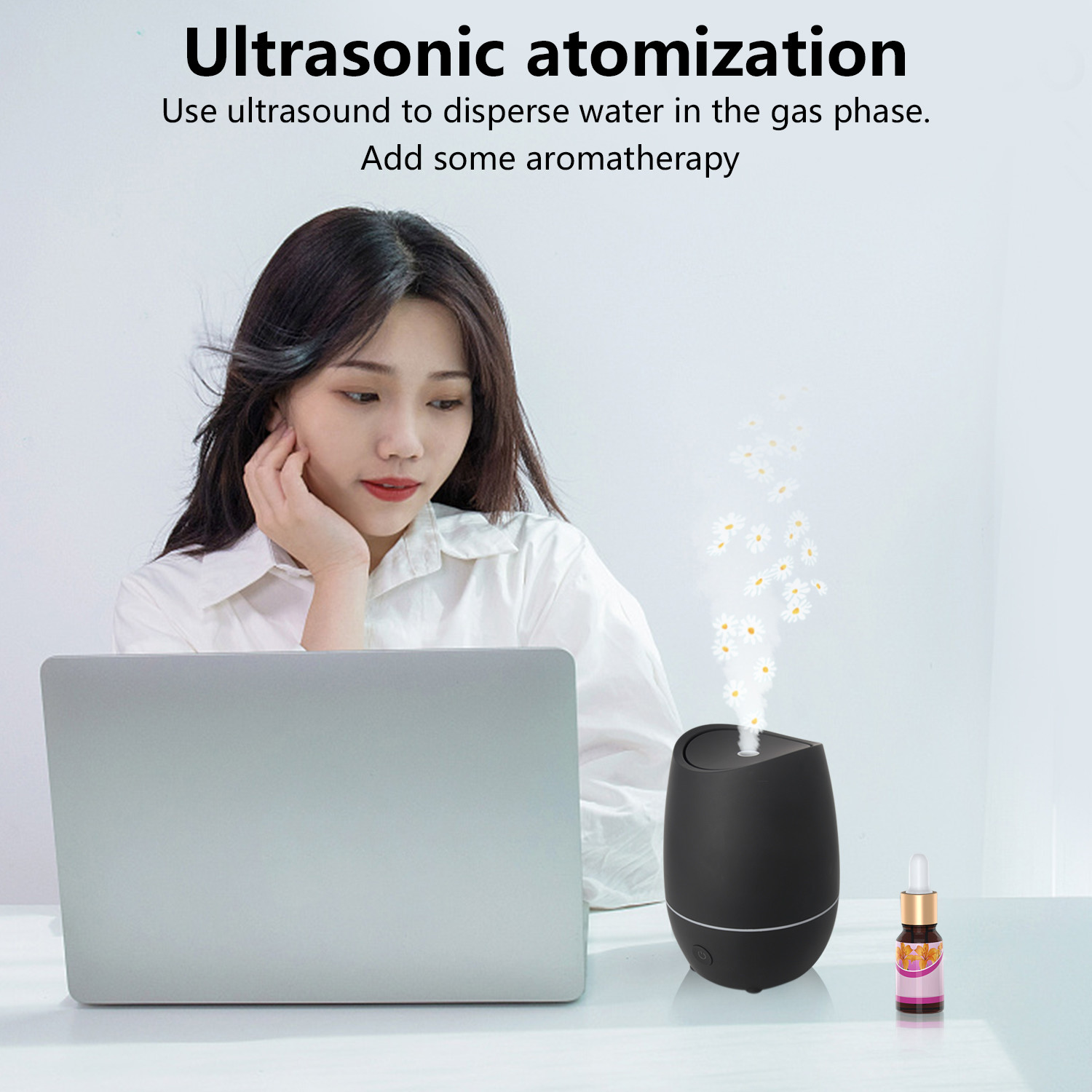 350ML Ultrasonic Aroma Diffuser Home Use Black Diffuser With 7 Color Lights