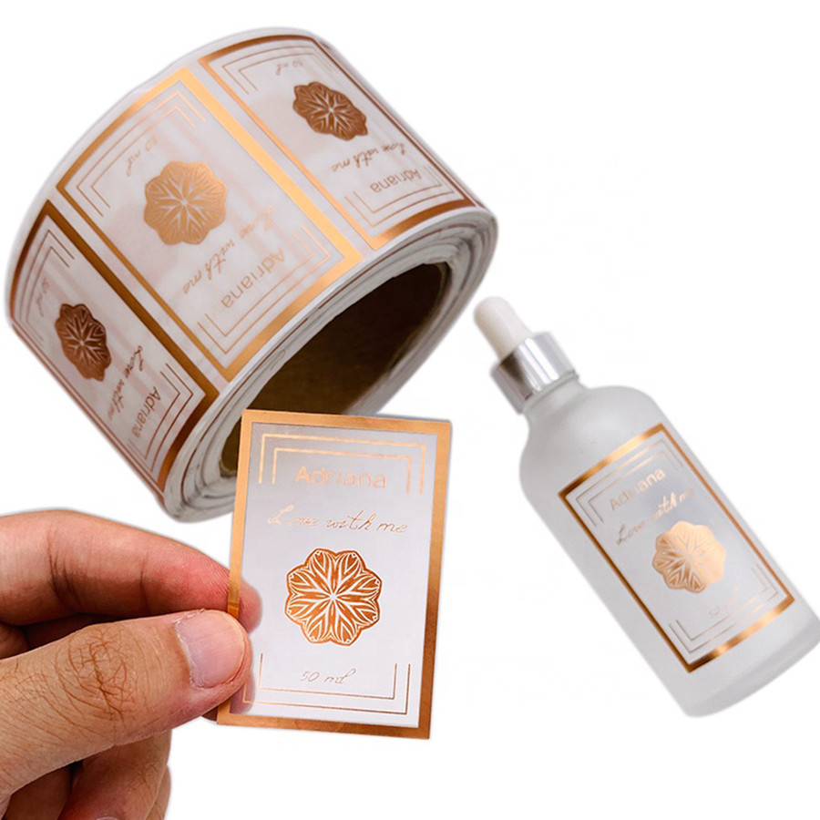 50MM Custom Waterproof Plastic Coated Stickers Labels For Cosmetics Plastic Bottles