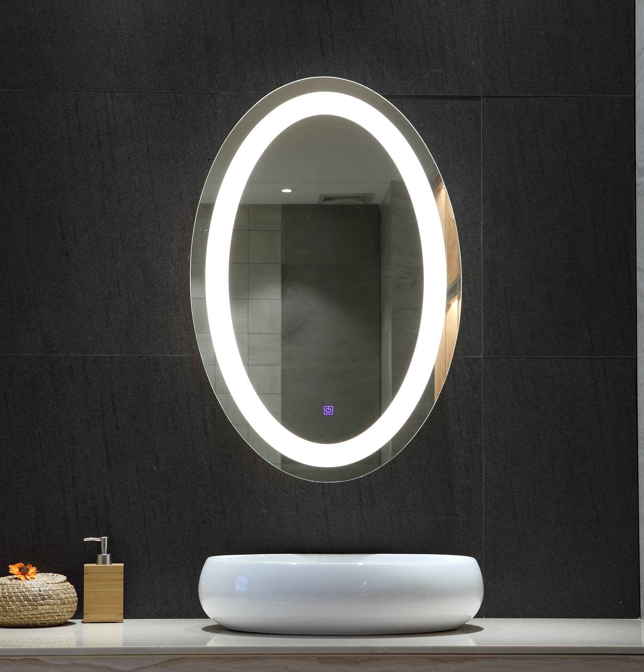 Versatile Large Round Mirror With Lights Frameless Space Saving Stylish