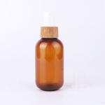 Natural environmental bamboo glass bottle cosmetic with bamboo lid and jar