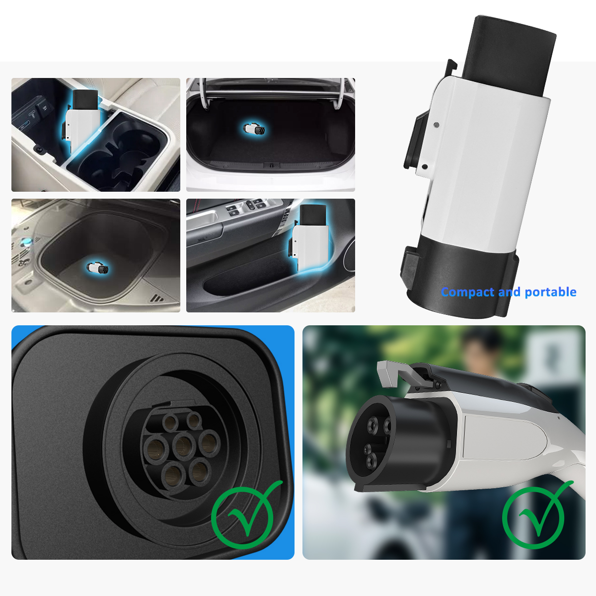 7KW Portable EV Charger Electric Vehicles AC Type1to GBT 220V Car Adapter 32A Output Current Charging Station Black