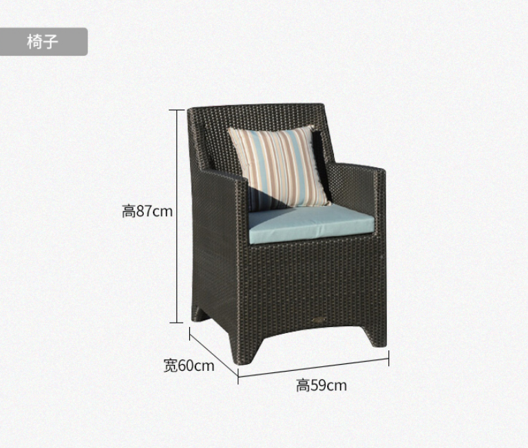 Modern luxury PE rattan dinning table chair waterproof outside patio dinning table chair furniture