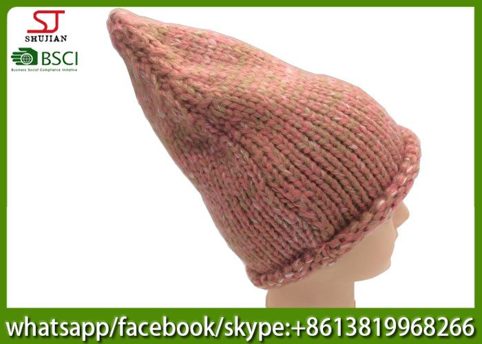 Chinese manufactuer winter knitting hat cap with brim beanie 100g 23*27cm 100%Acrylic keep warm