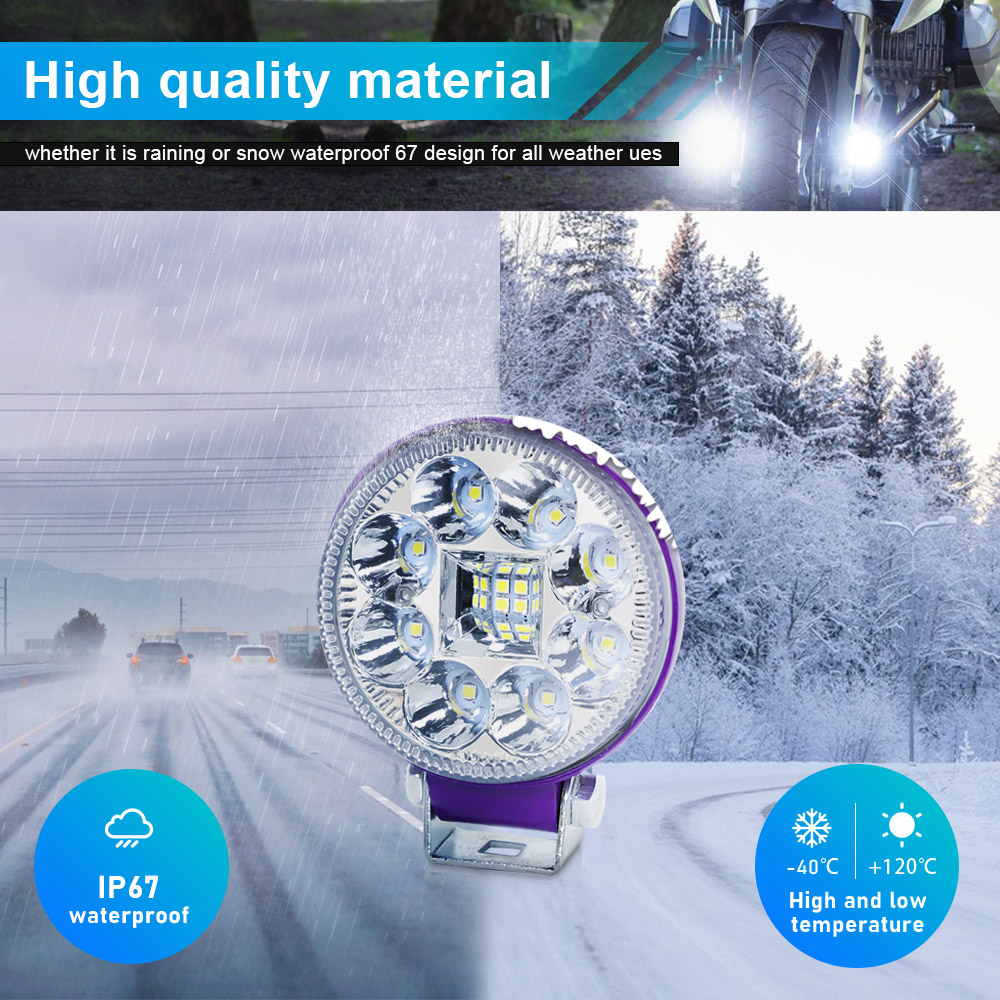 12 Beam Purple Casing White Color 80V Motorcycle Work Light Auto Parts