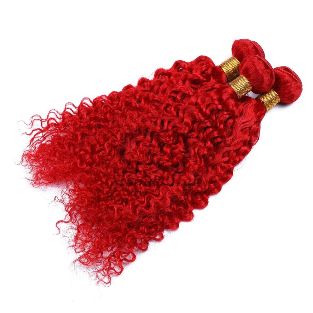 Red Deep Wave Remy Human Hair Bundles Sew In Weave Bundles Brazilian Bundle Deals