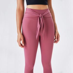Quality ODM Plum Red Women Tight Yoga Pants Seamless Ruched Bum Leggings Spandex wholesale