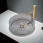 Colorful Crystal Glass Wash Basin Cylindrical Shape Countertop Basin Bowl