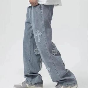 Quality OEM Mens Side Pocket Jeans Washed Vintage Baggy Multi Pocket Jeans Men wholesale