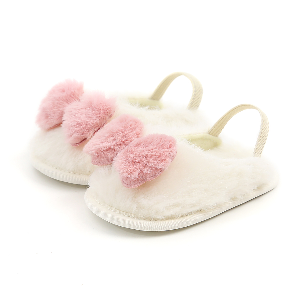 Promotion fur upper Soft sole lovely bowknot party toddler girl baby sandals