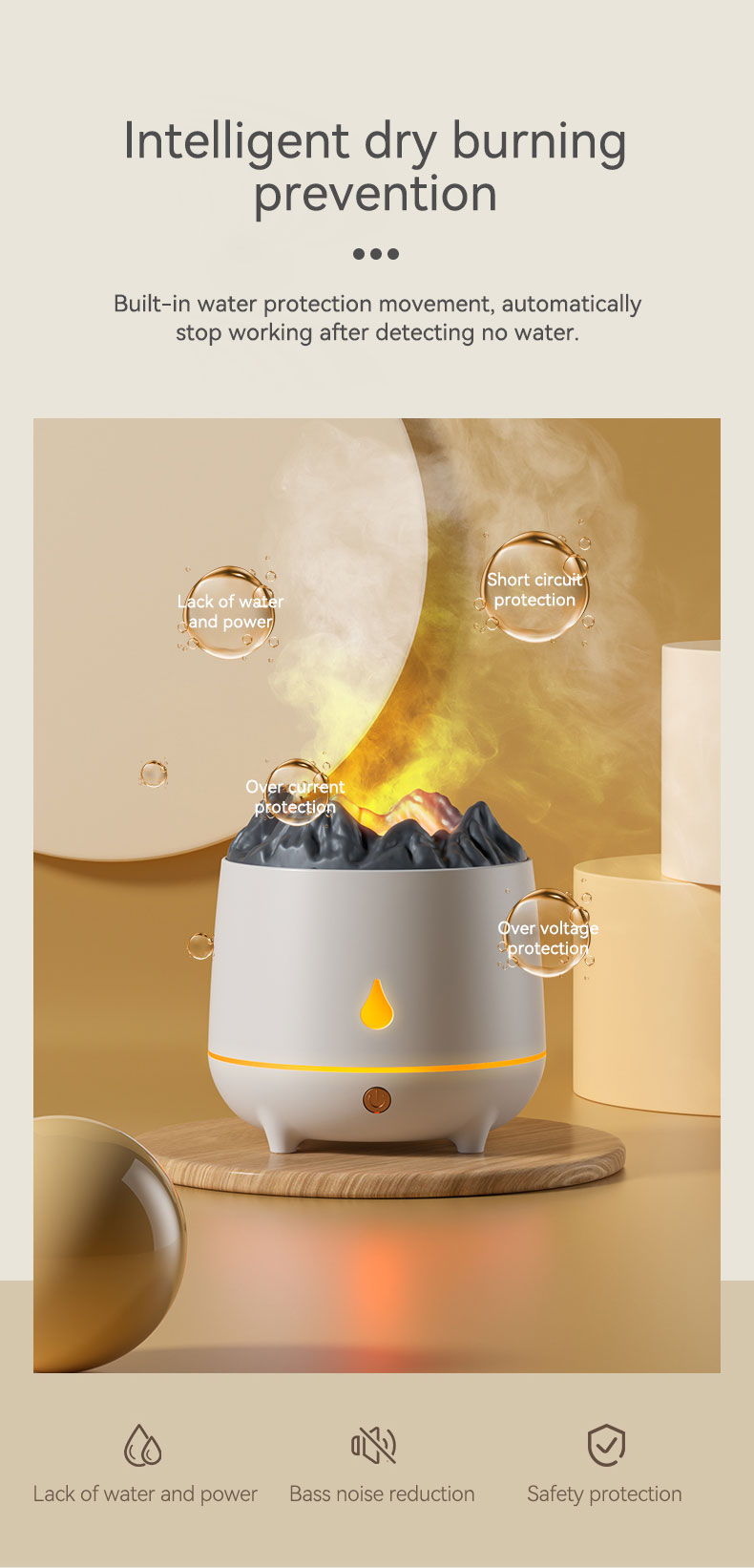 New Mini 400ml Flame Air Humidifier Ultrasonic Oil Diffuser Warm Light Simulated Volcano Flame Aroma Diffuser Humidifier