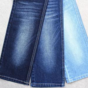 Quality 380gsm Cotton Polyester Spandex Denim Fabric Dark Blue With Slub Medium Stretch wholesale